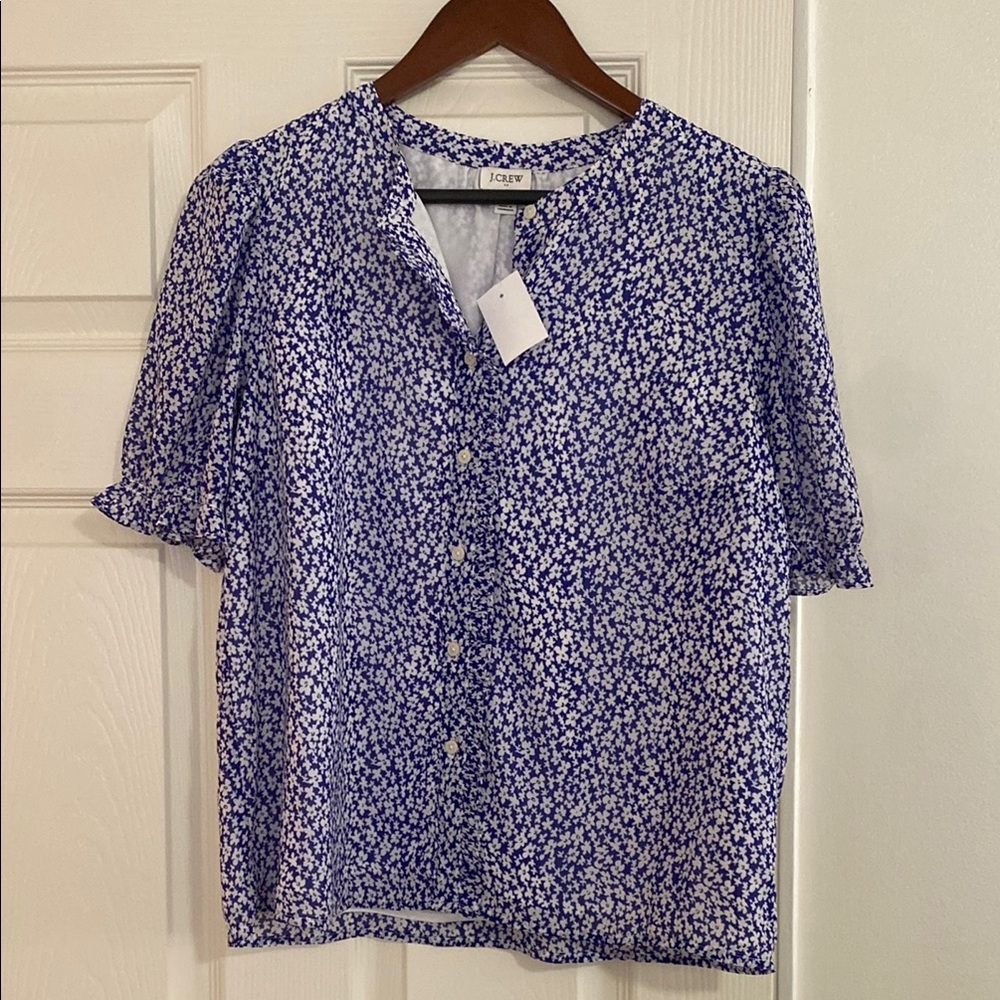 J. Crew Blue Floral Women's Top - Women’s Size M
